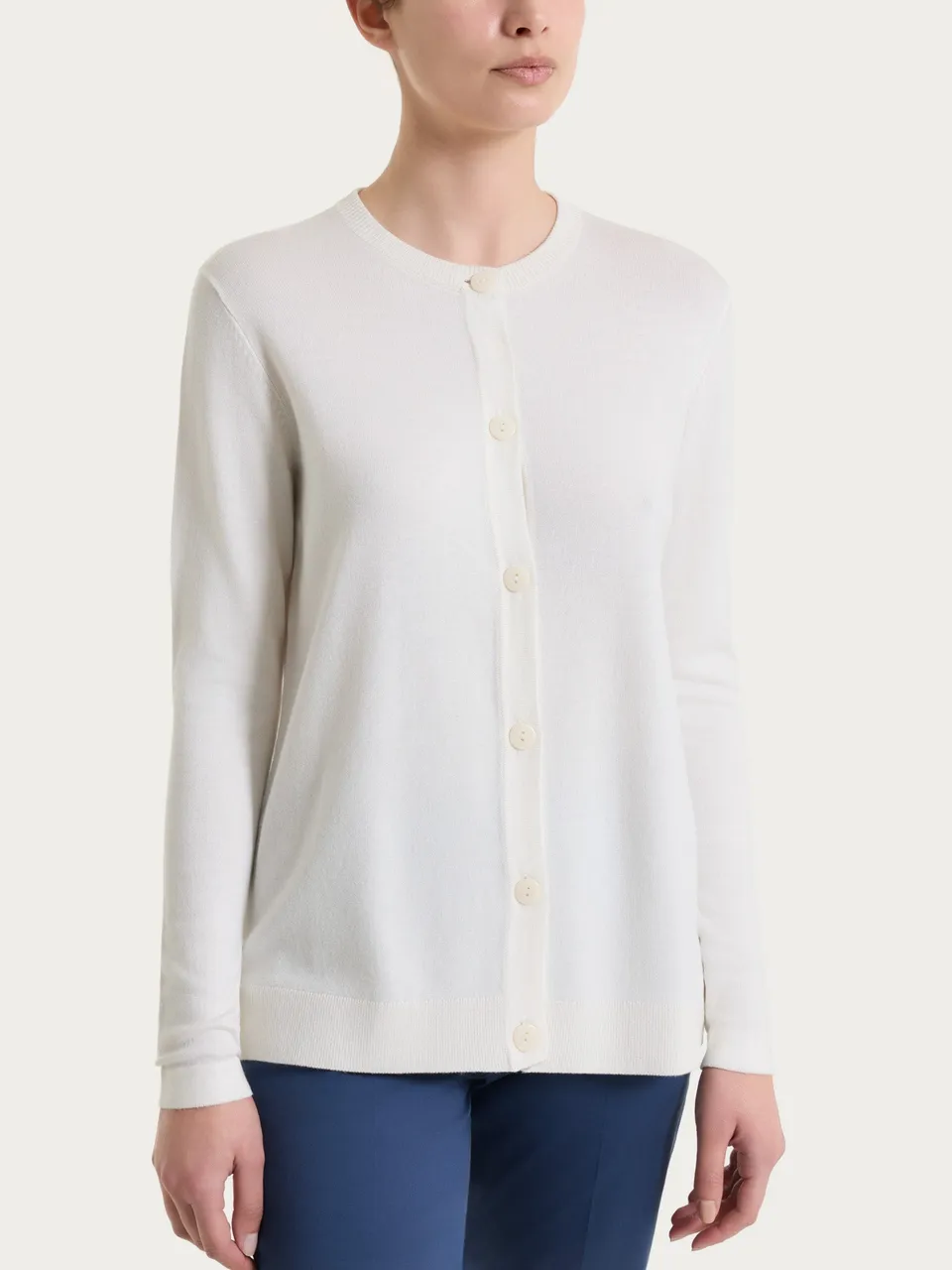 Ragno Summertime Cardigan con Bottoni Avorio misto viscosa