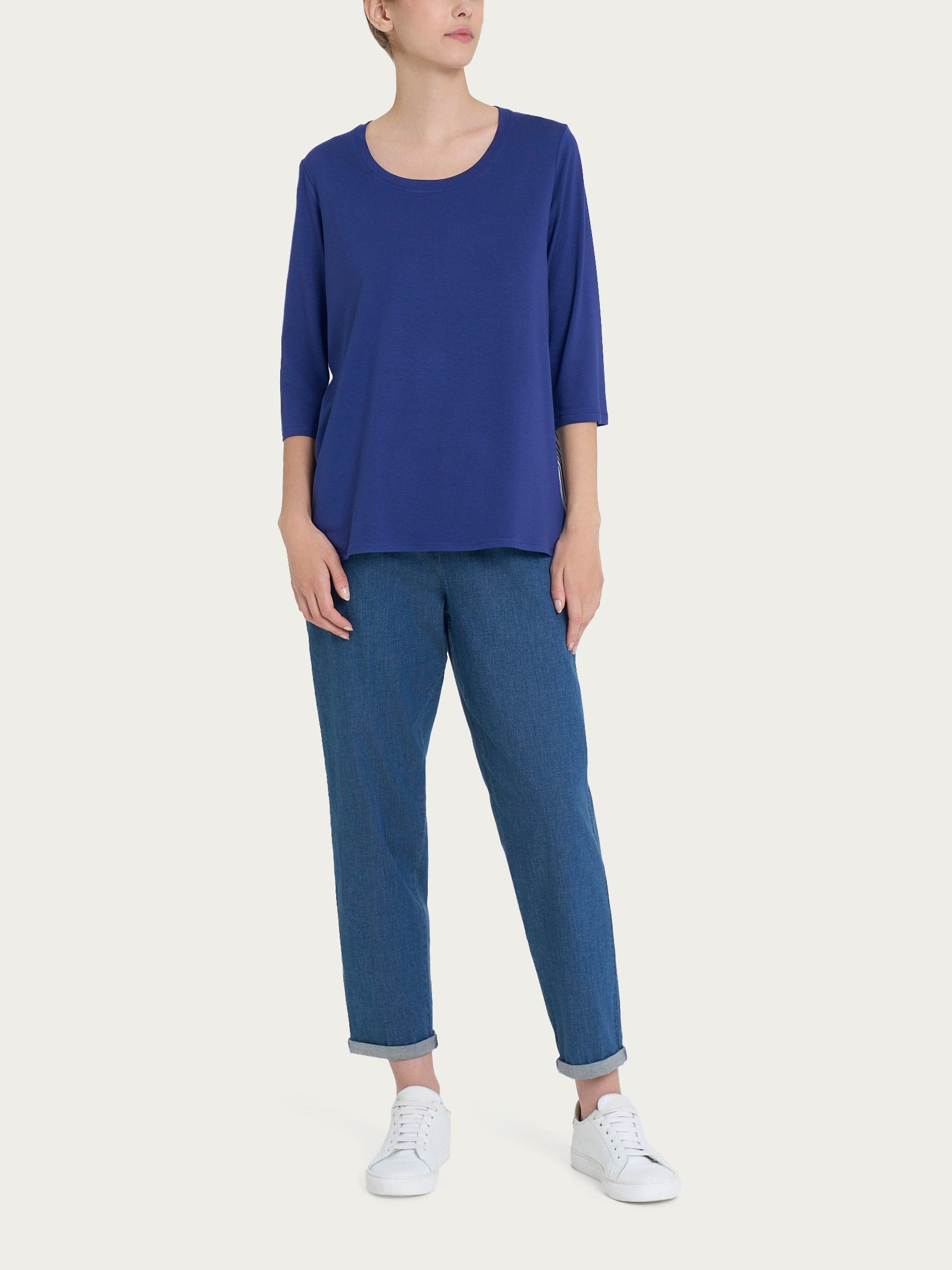 Ragno Maglia Manica 3/4 Blu Blueberry Retro Righe