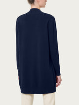 Ragno Super Soft cardigan lungo aperto blu caldo invernale
