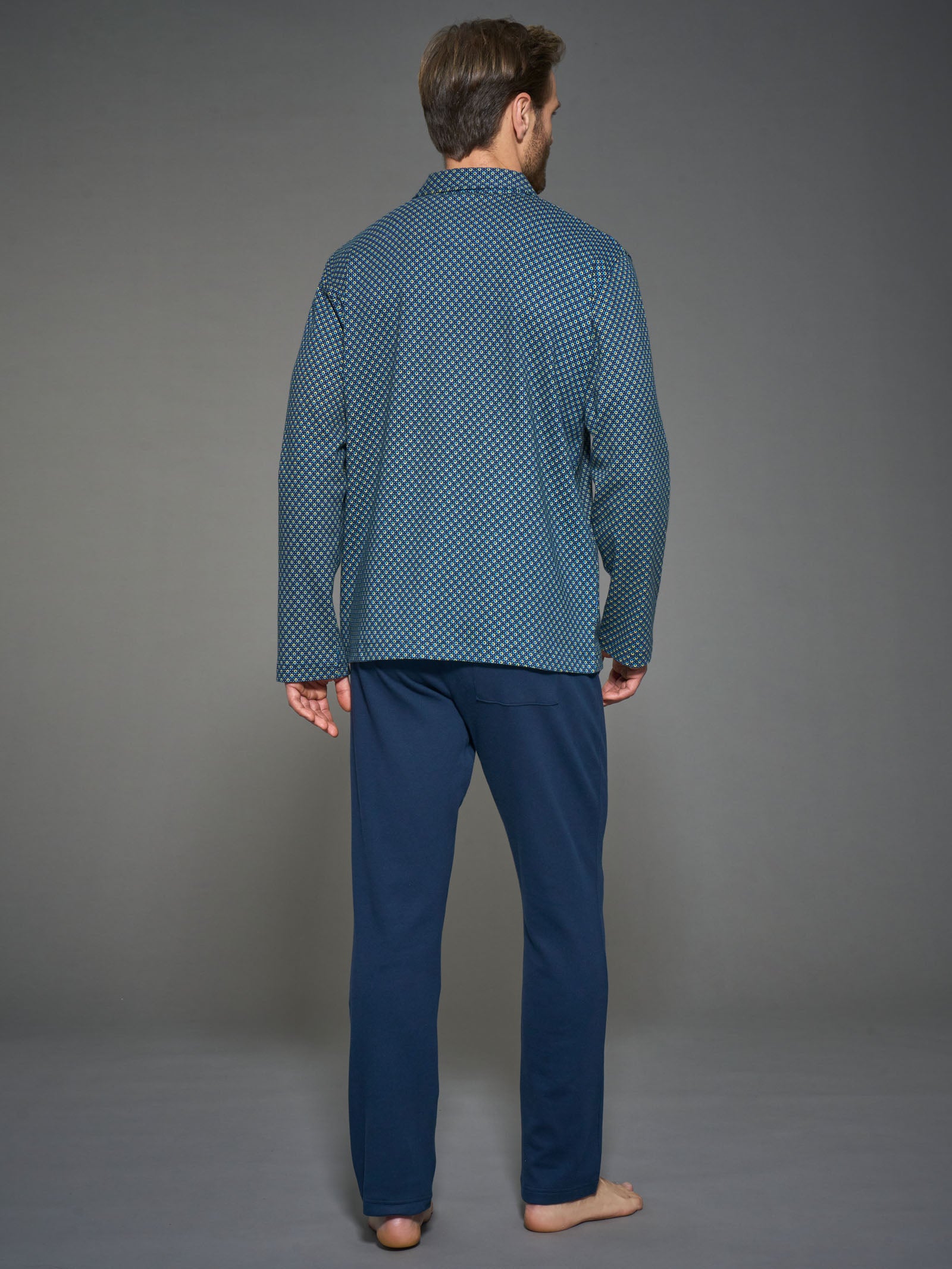 Ragno Sport pigiama lungo aperto cotone interlock blu