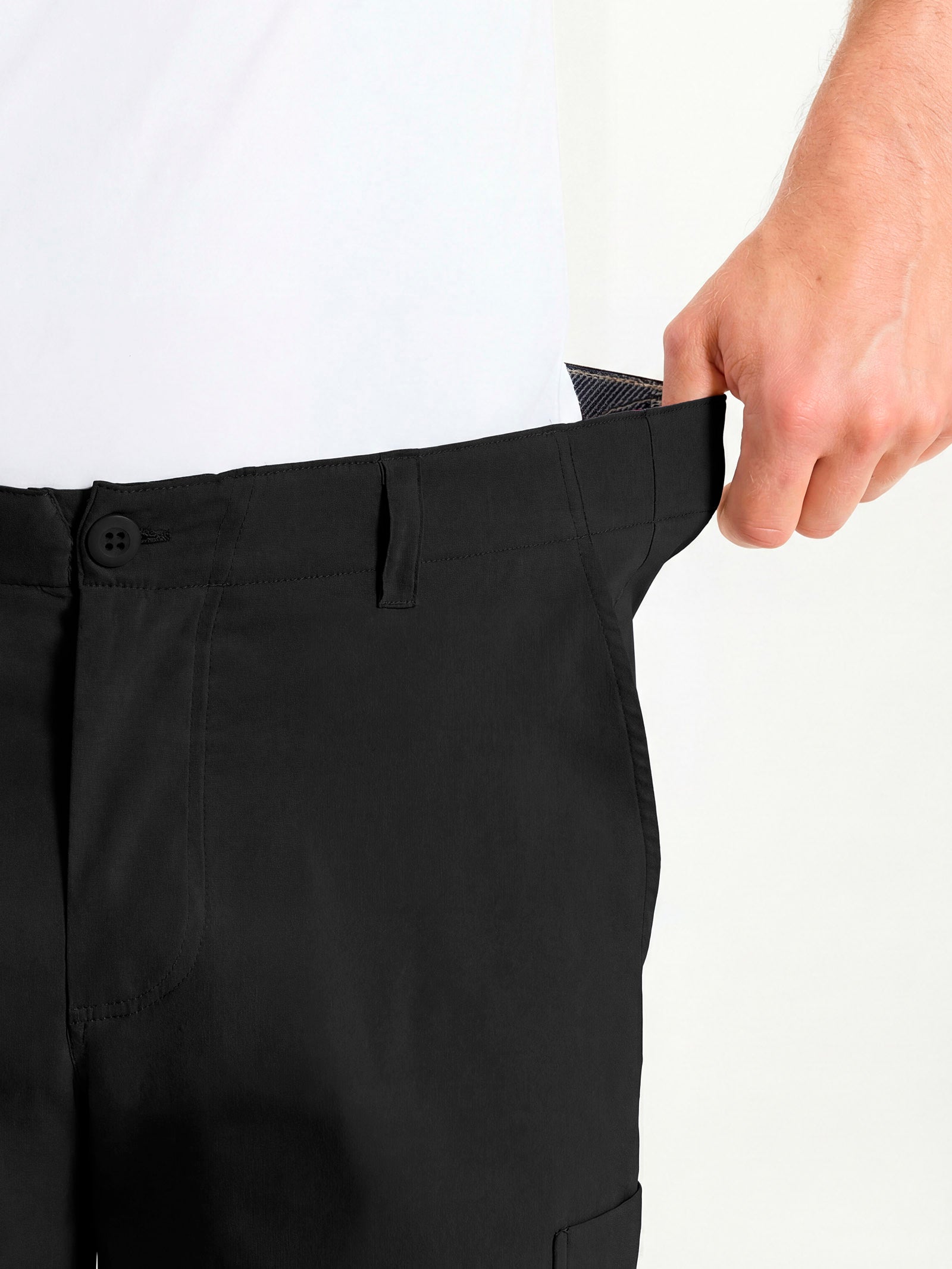 Ragno Bermuda Cargo in Super Fresh Pantaloni Nero Tasche