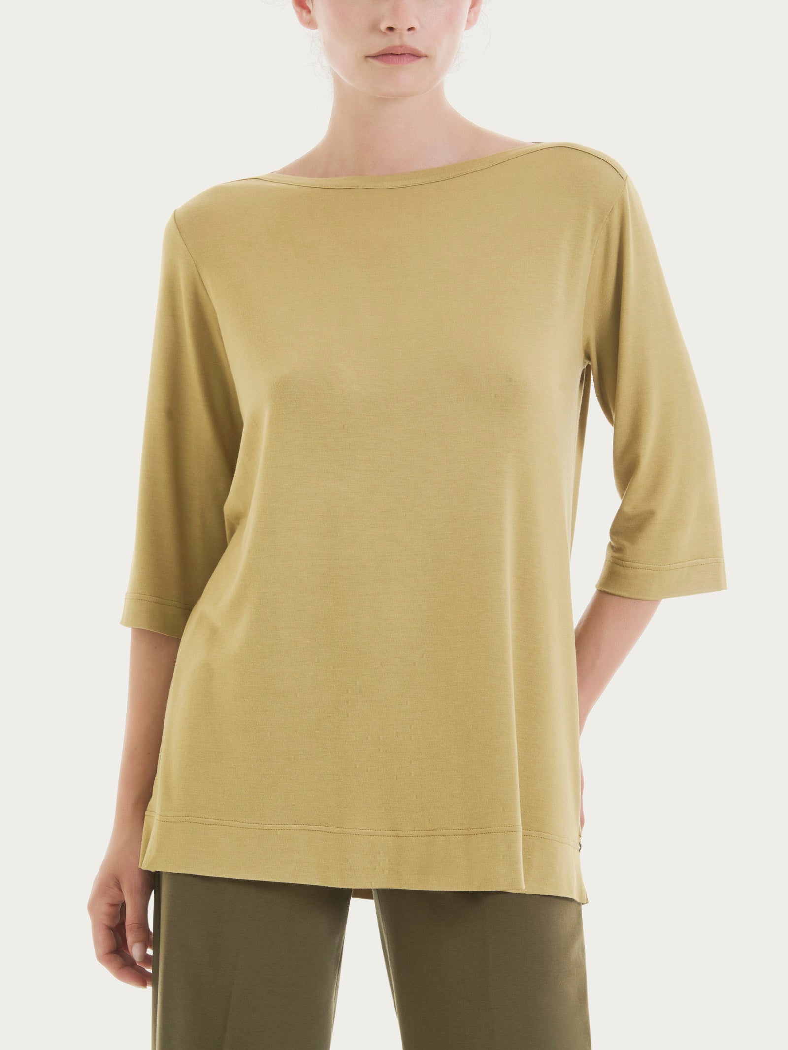 Ragno Viscosa Summer Maglietta Manica 3/4 Khaki viscosa