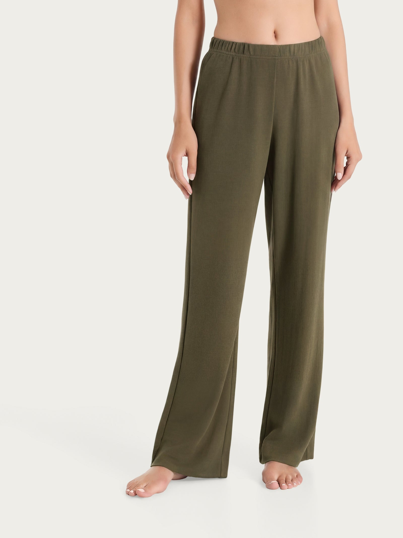 Ragno Compact Pantalone Ampio Summer Slub Verde Oliva