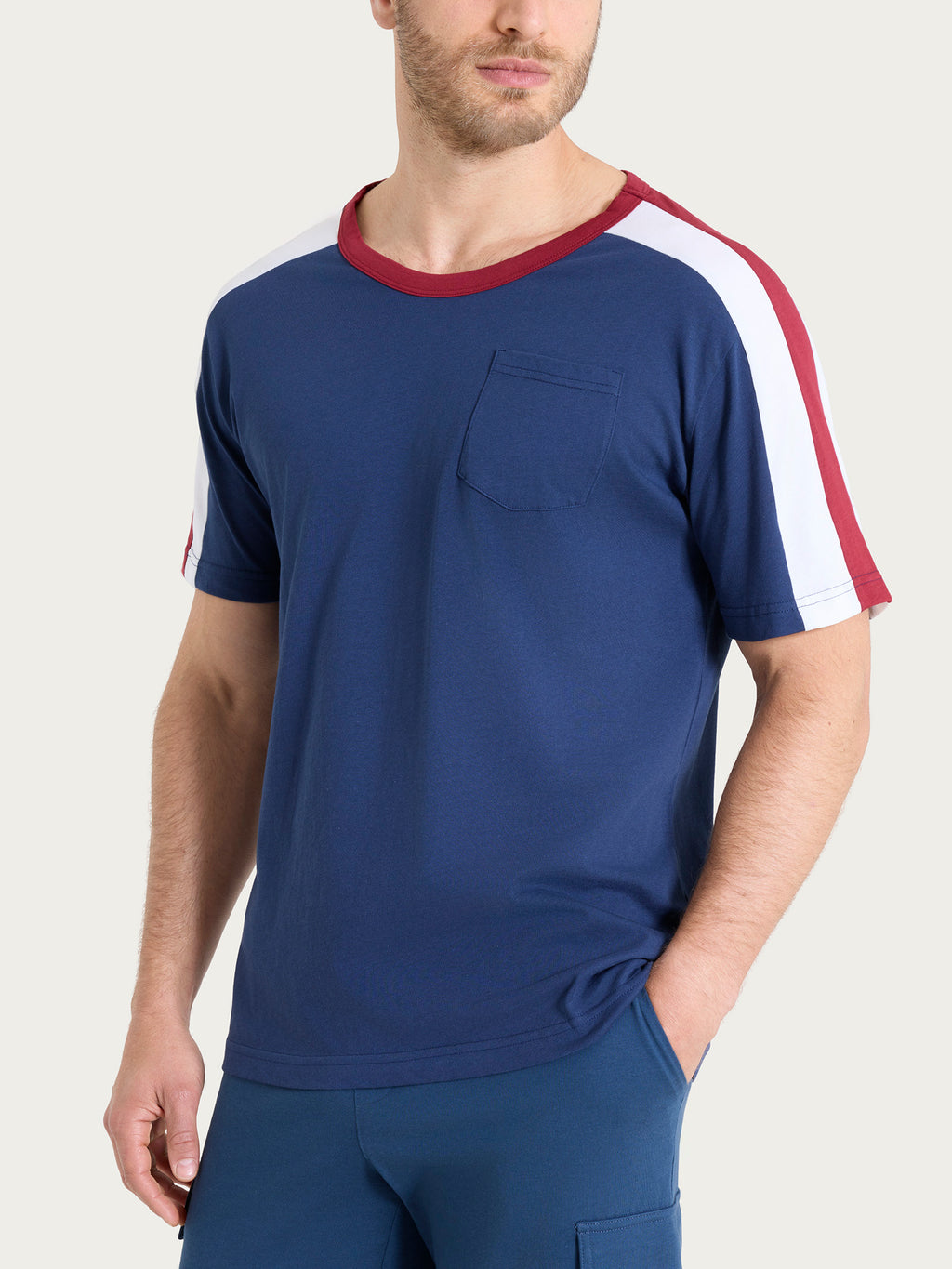 Ragno Beachwear T-shirt girocollo cotone con taschino Naval Academy