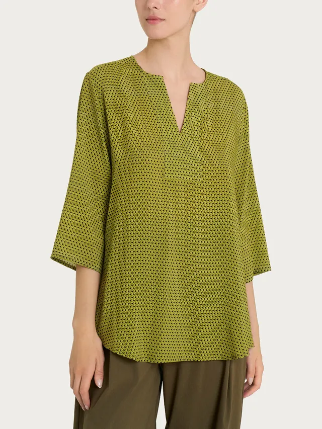 Ragno Ecoseta Blusa viscosa fantasia sphagnum scollo a V