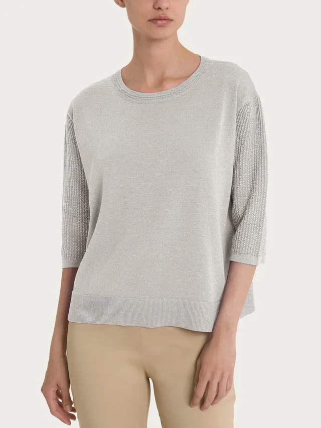 Ragno Barchetta maglia crepe lurex Dawn Blue