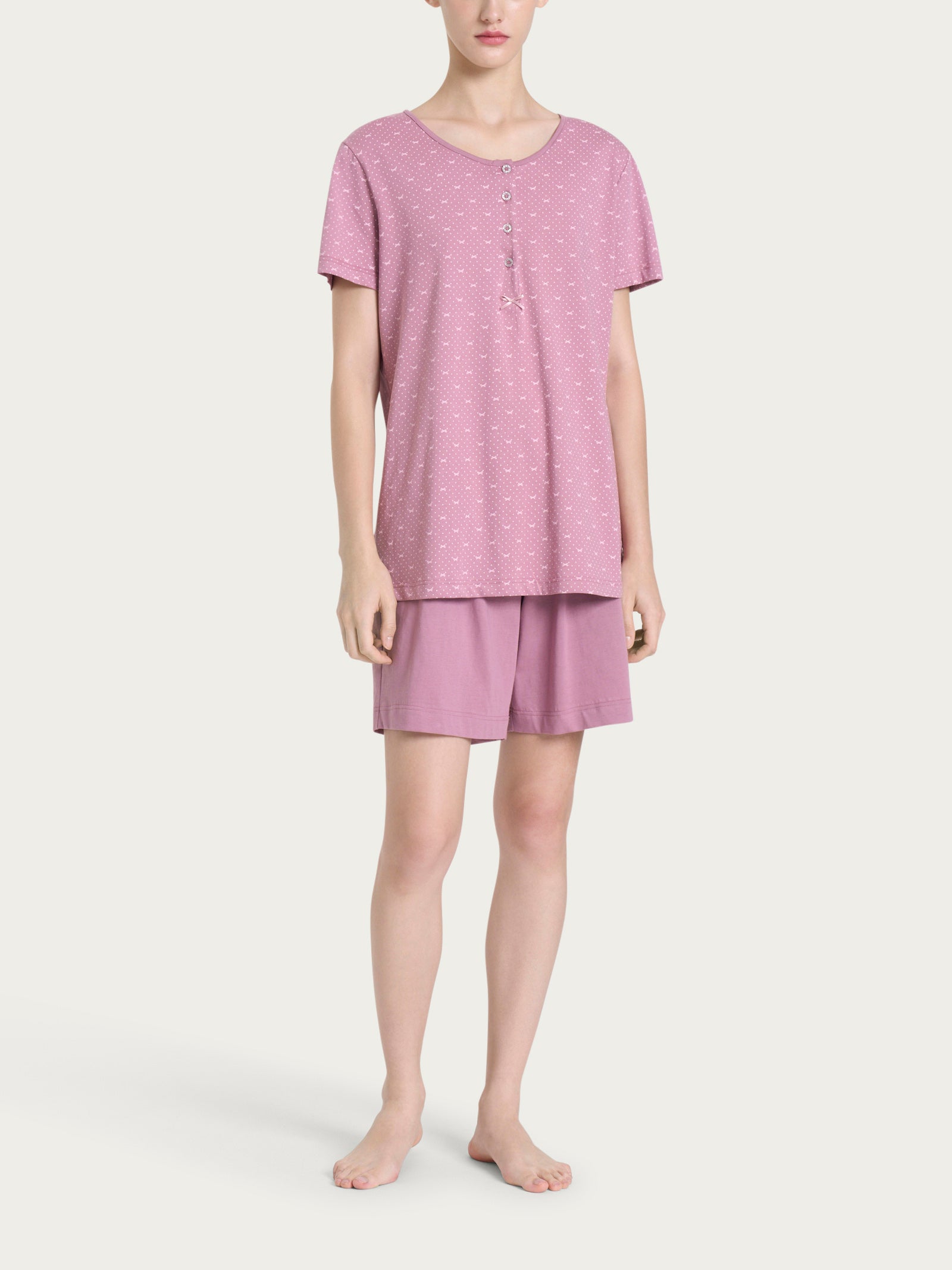 Ragno Sweet Emotion Pigiama trittico jersey cotone Dusky Orchid