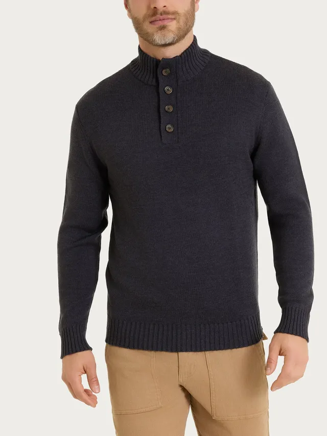 Ragno Lupetto Zip Bottoni Merino Soft Oscuro Mel. pura lana merino