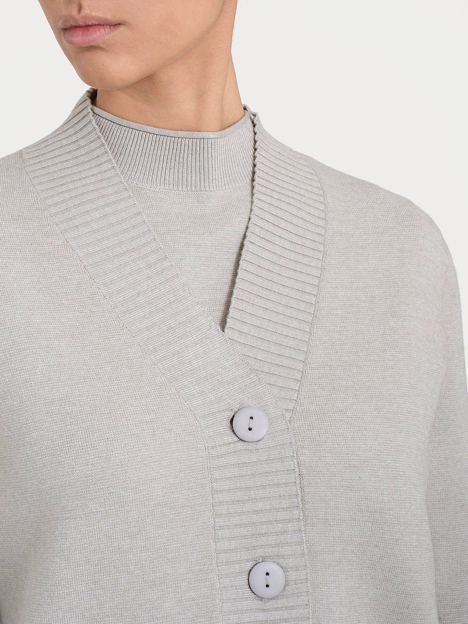 Ragno Super Soft Cardigan Asimmetrico Champignon
