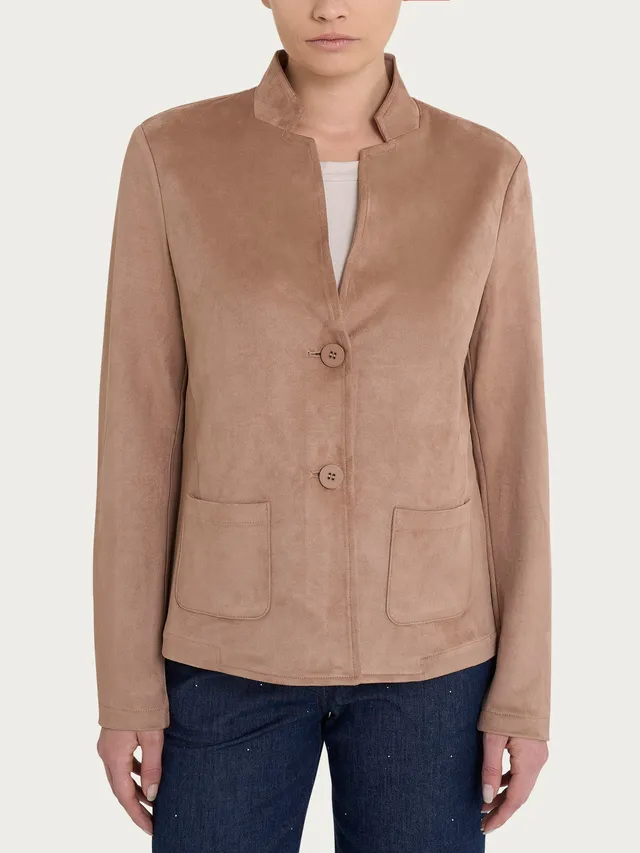 Ragno Blazer Corto Eco Suede giacca regular Warm Taupe