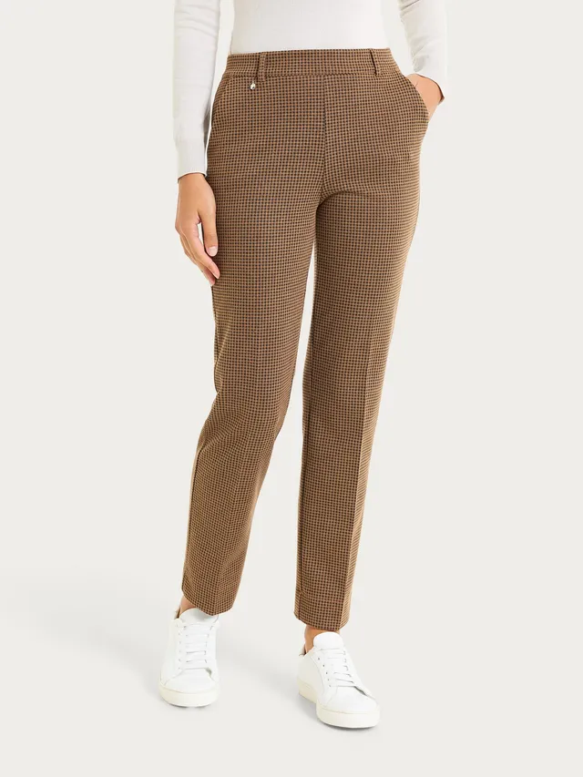 Ragno Compact The Straight Leg pantalone donna micro check Pine Bark