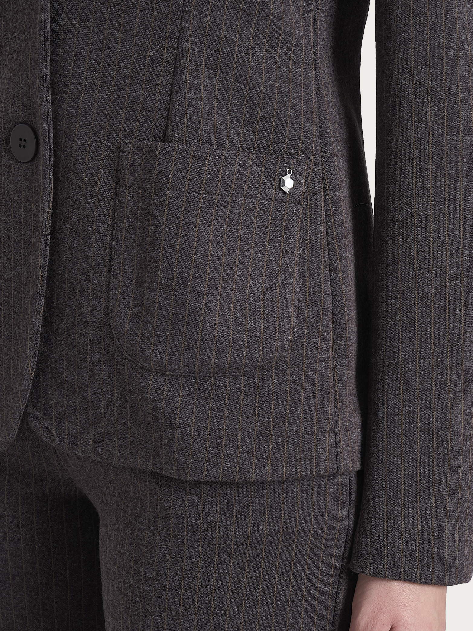 Ragno Compact blazer gessato Eco Jacquard chocolate 2 bottoni