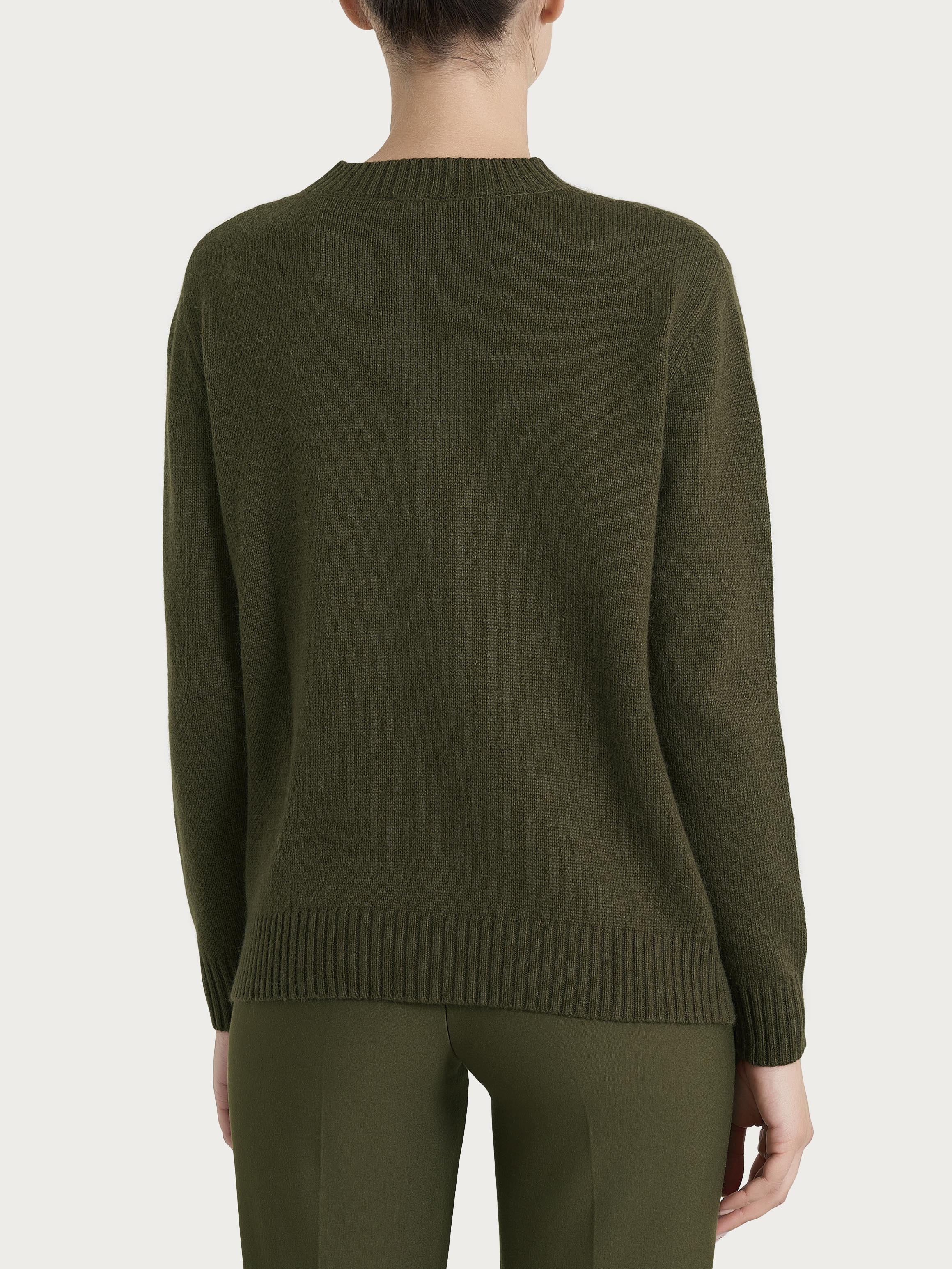 Ragno Natural Soft Maglia Girocollo Trecce Dark Olive