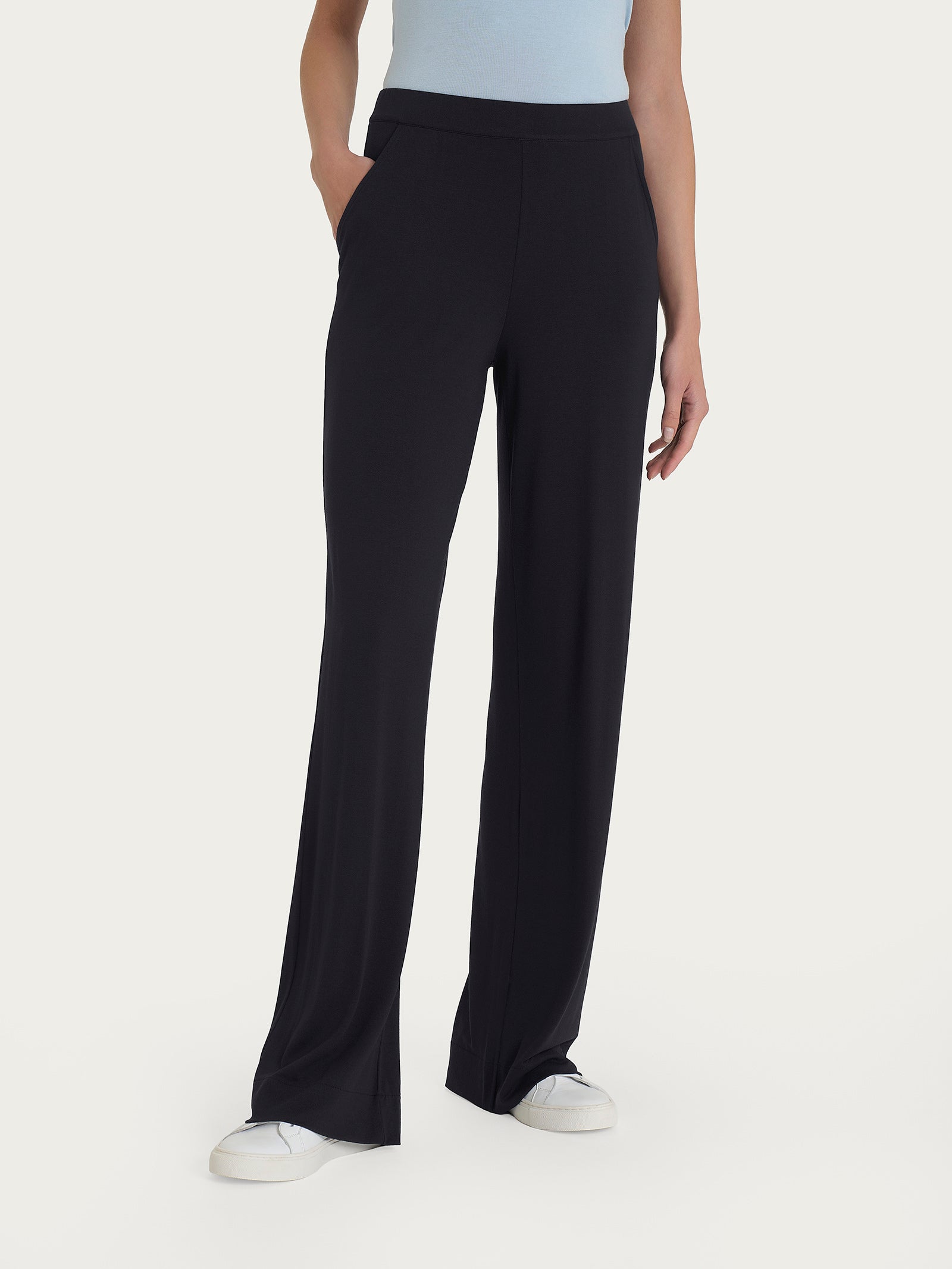 Ragno Palazzo Pantalone Ampio Nero Viscosa Crêpe
