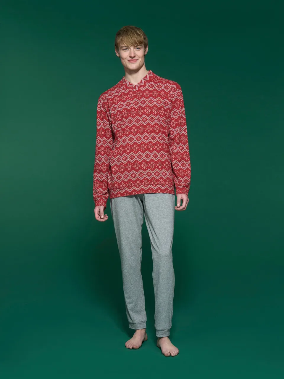 Ragno Jersey Cotone Pigiama Natalizio Salsa scollo V