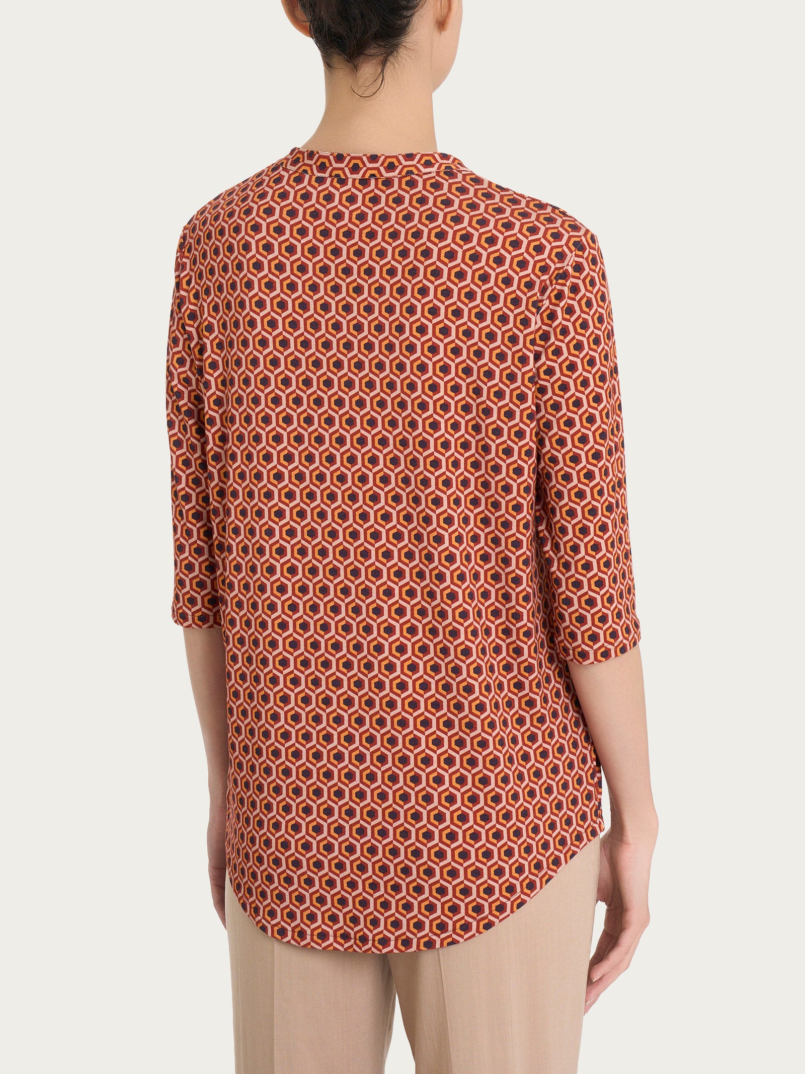 Ragno Viscosa Summer maglietta manica 3/4 Red Ochre scollo V