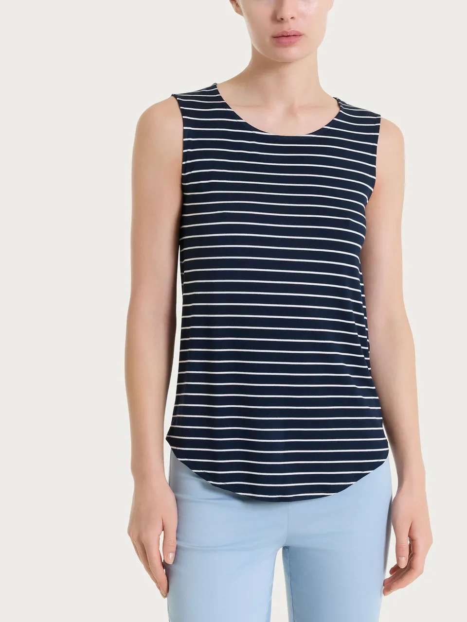 Ragno Summer Light top spalla larga Fant. Bleu a righe