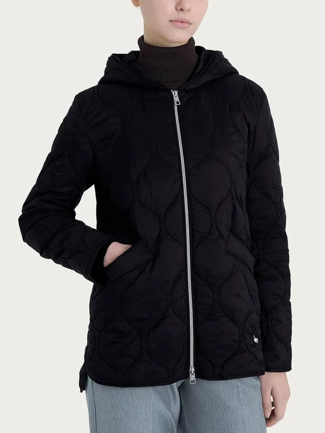 Ragno Onion Quilt Piumino Puffer Nero con Cappuccio