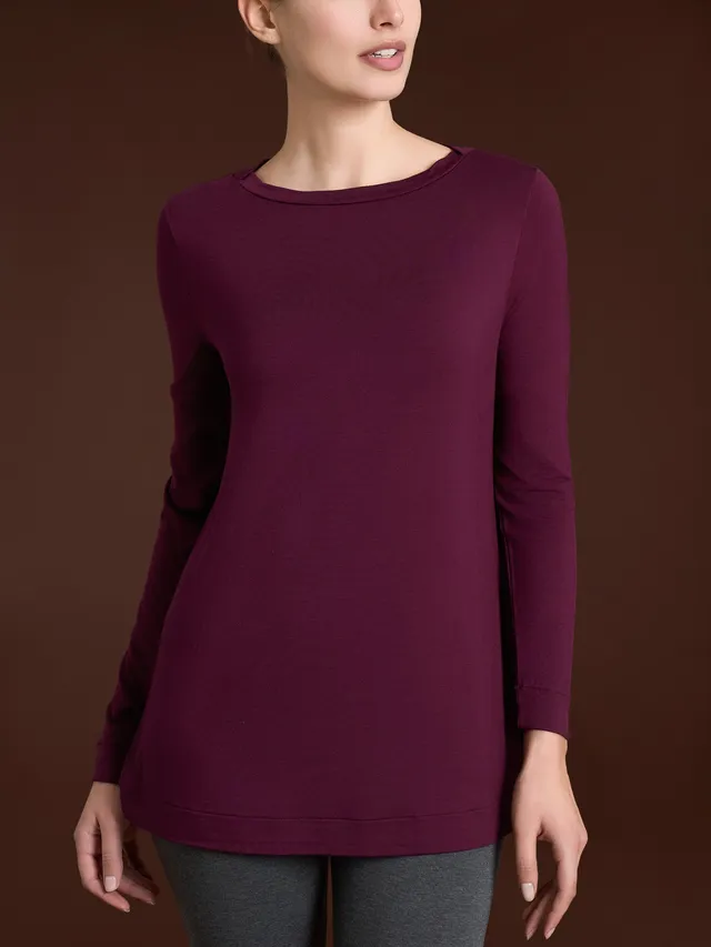 Ragno Eco Viscosa Maglietta Barchetta Manica Lunga Viola