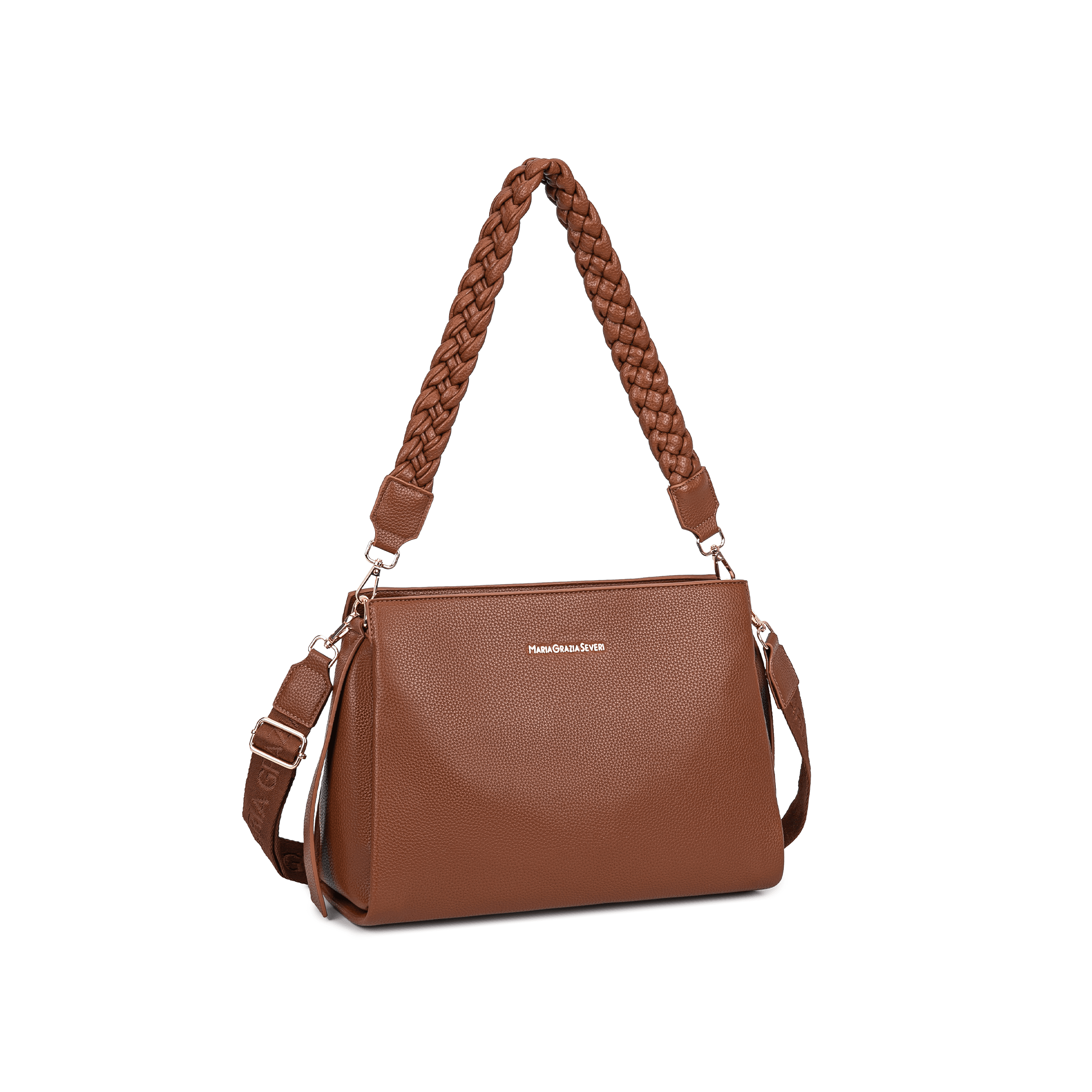 Maria Grazia Severi borsa tracolla pelle martellata manico intrecciato