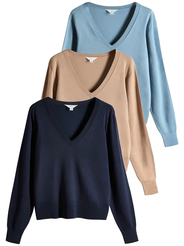 Next The Set Maglie Scollo a V Sottili Confezione da 3 Comode