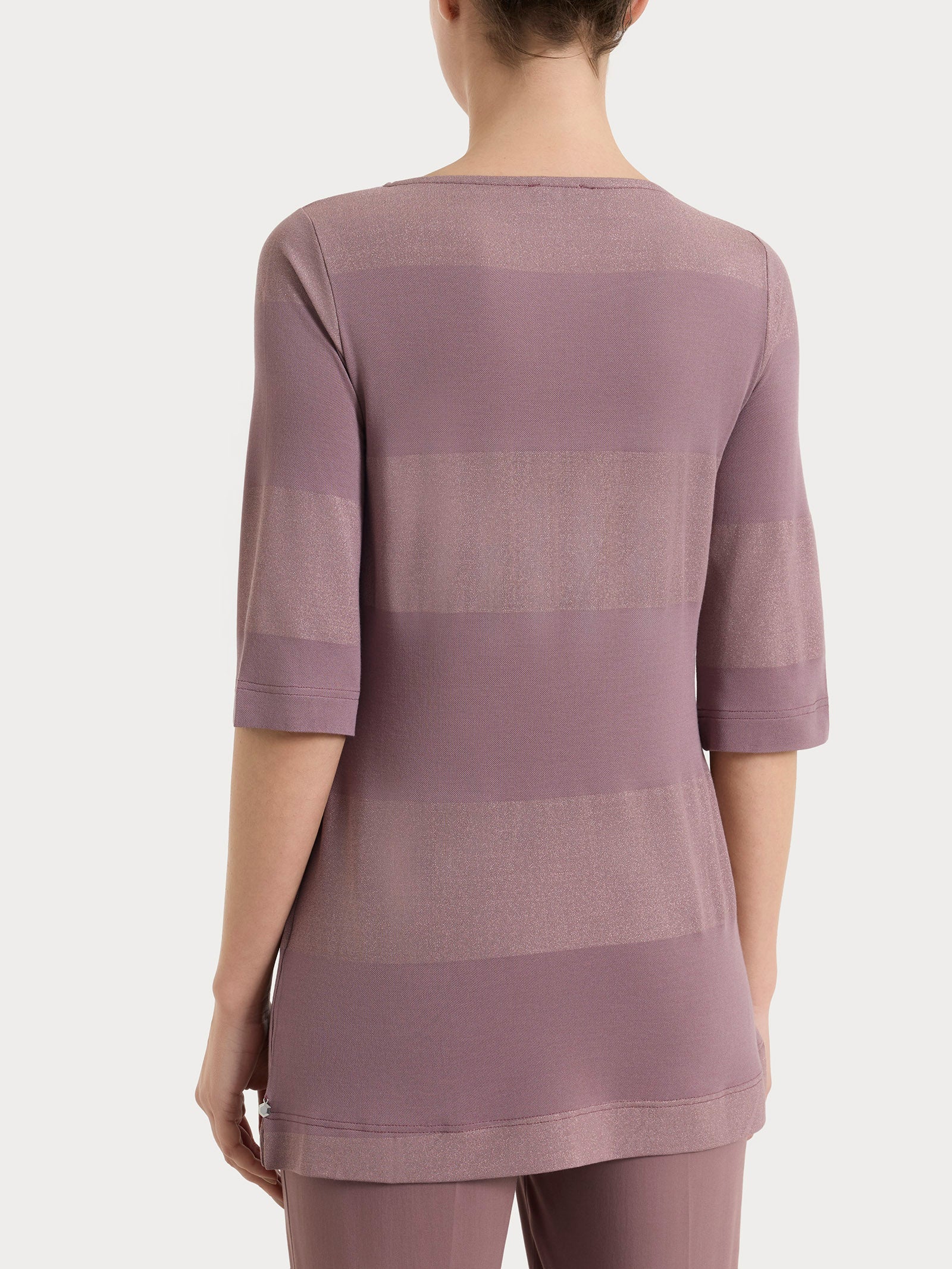 Ragno Summer Light Maglietta Manica 3/4 Twilight Mauve Righe Lurex