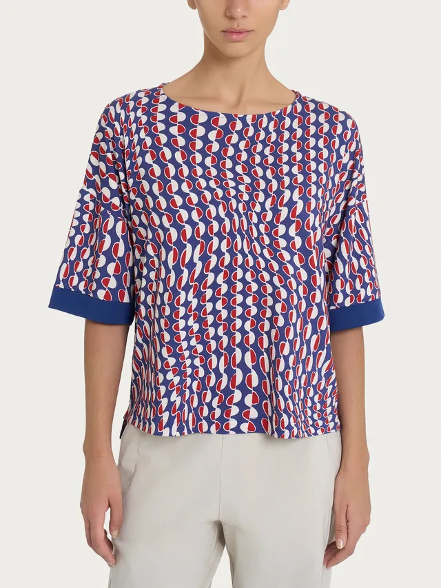 Ragno Viscosa Summer maglietta girocollo Blueberry boxy