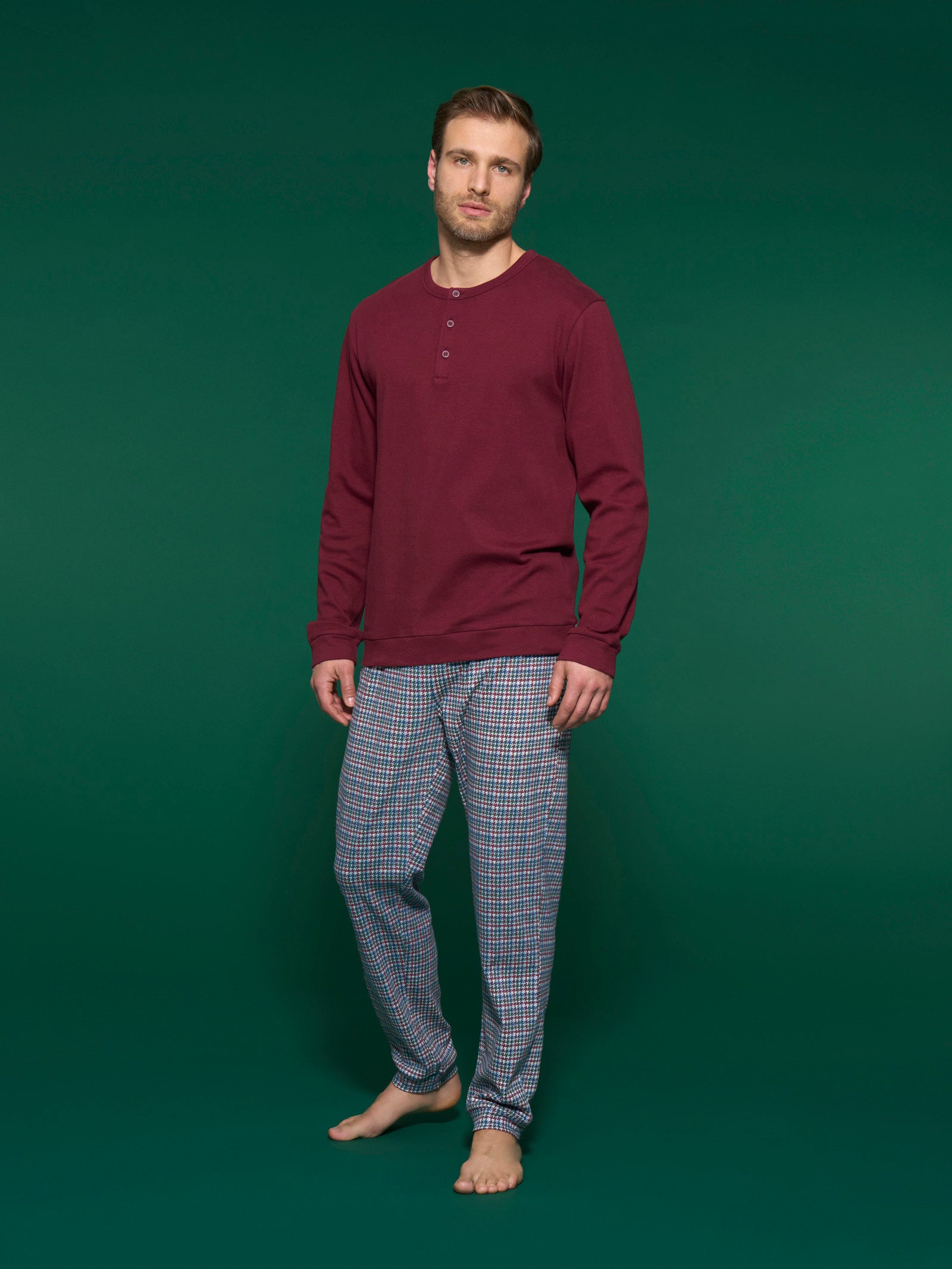 Ragno Pigiama Lungo Serafino Uomo Zinfandel Caldo Cotone