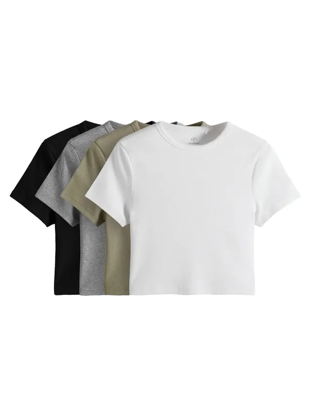 Next The Set t-shirt crop donna coste 4 pezzi aderenti