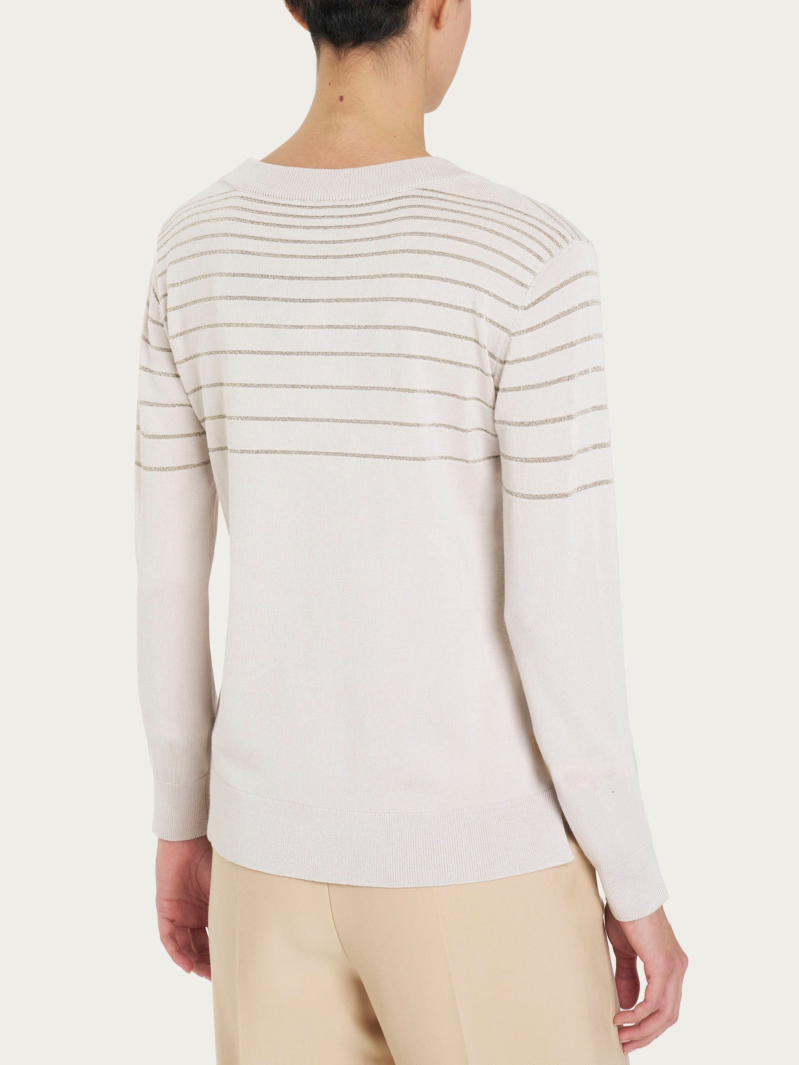 Ragno Four Seasons Girocollo Maglia Righe Lurex Champignon