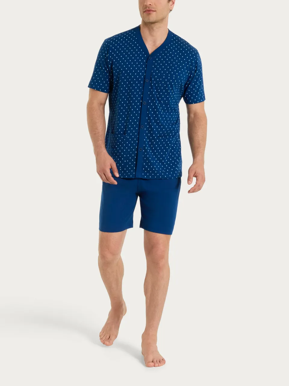 Ragno Jersey Cotone Pigiama Corto Aperto Navy Peony 58-60