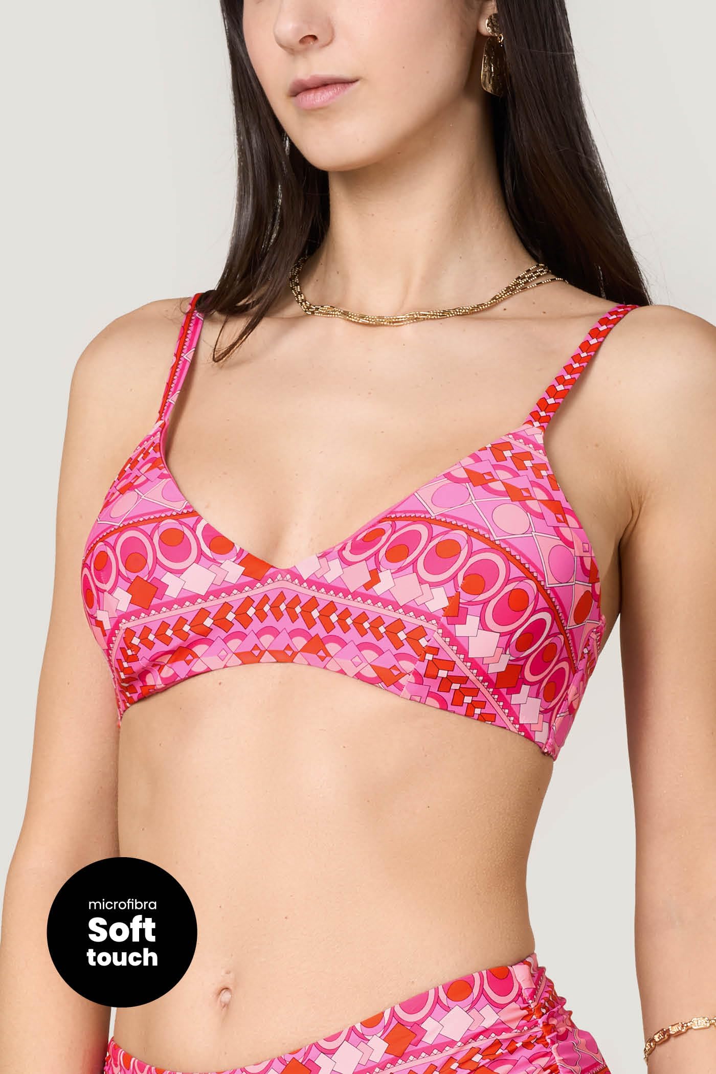 Goldenpoint Groovy Top Bikini con Ferretto Fantasia Geometrica