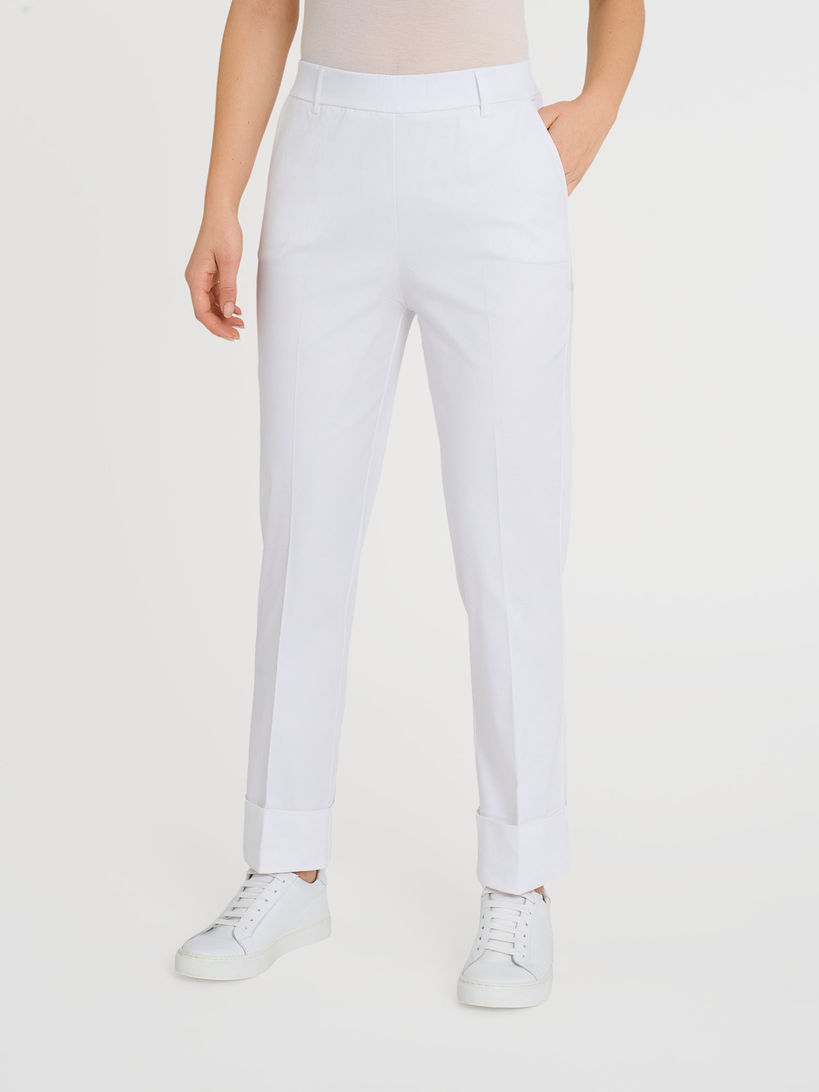 Ragno Satin Power pantalone Straight Leg Bianco cotone
