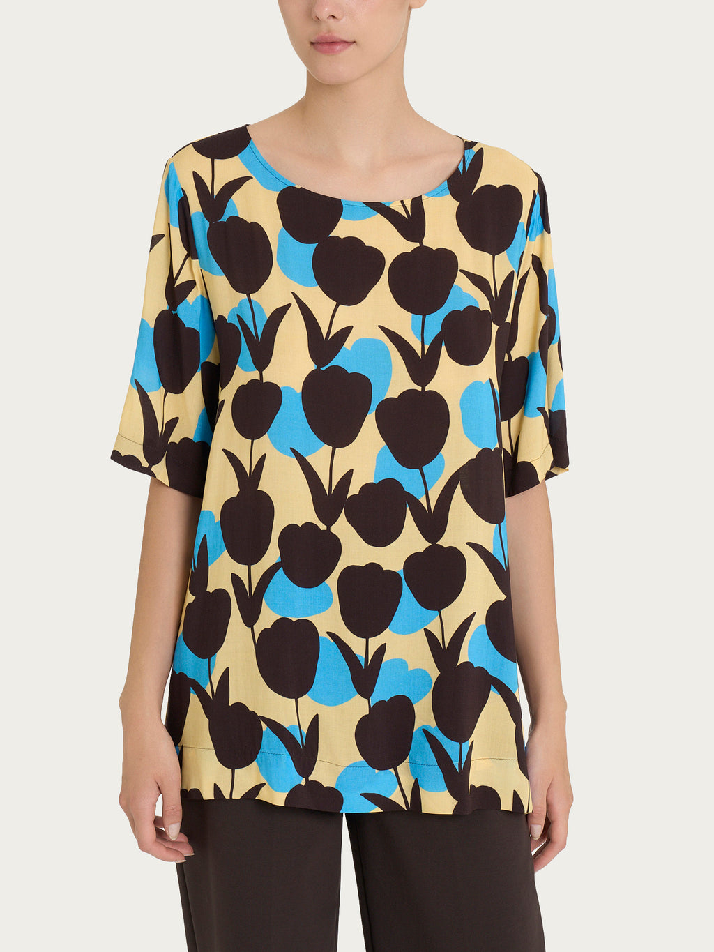 Ragno Ecoseta Blusa Tulipani Azzurro Viscosa