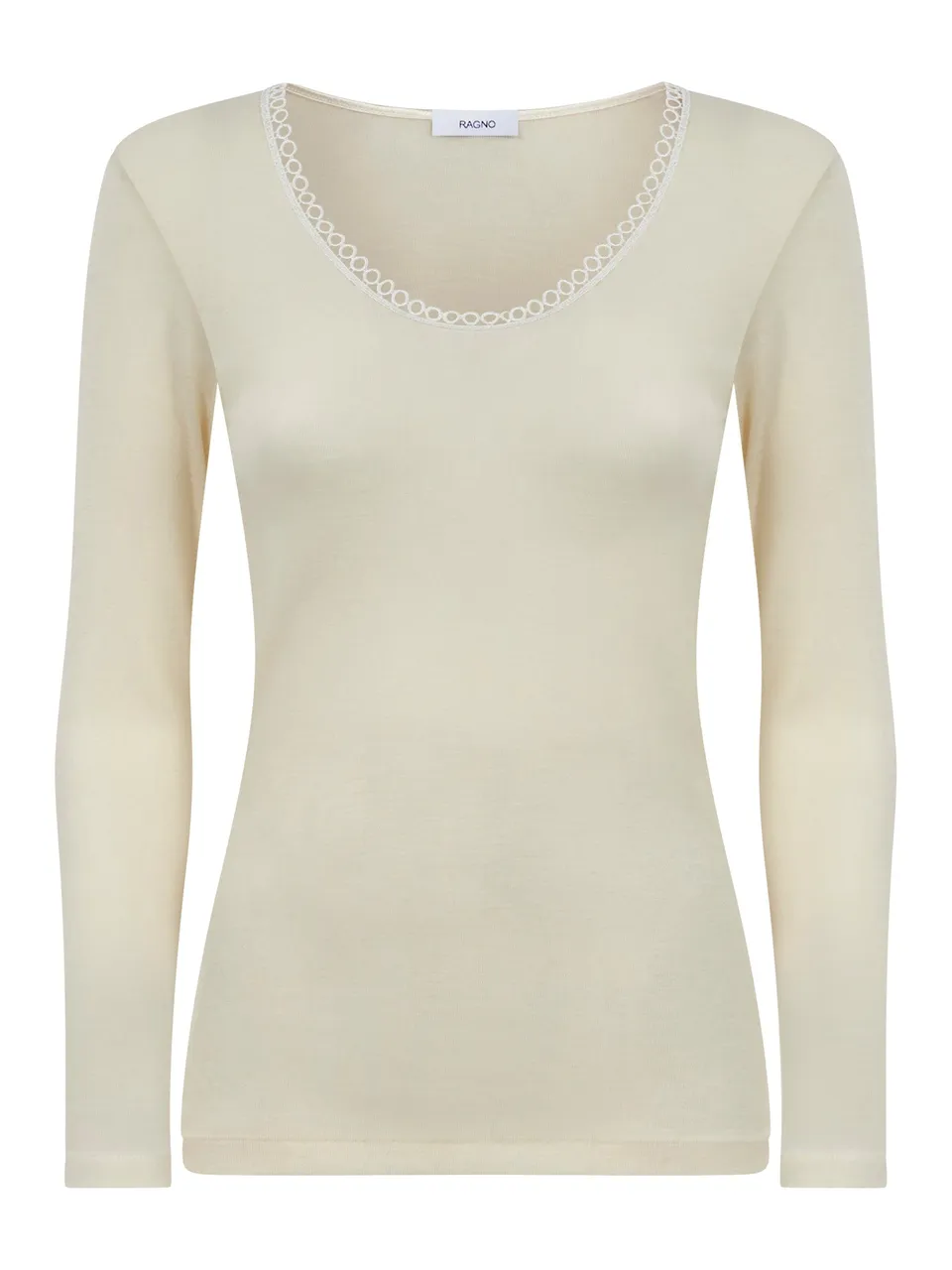 Ragno Lana Seta Maglietta Pizzo Bianco Lana
