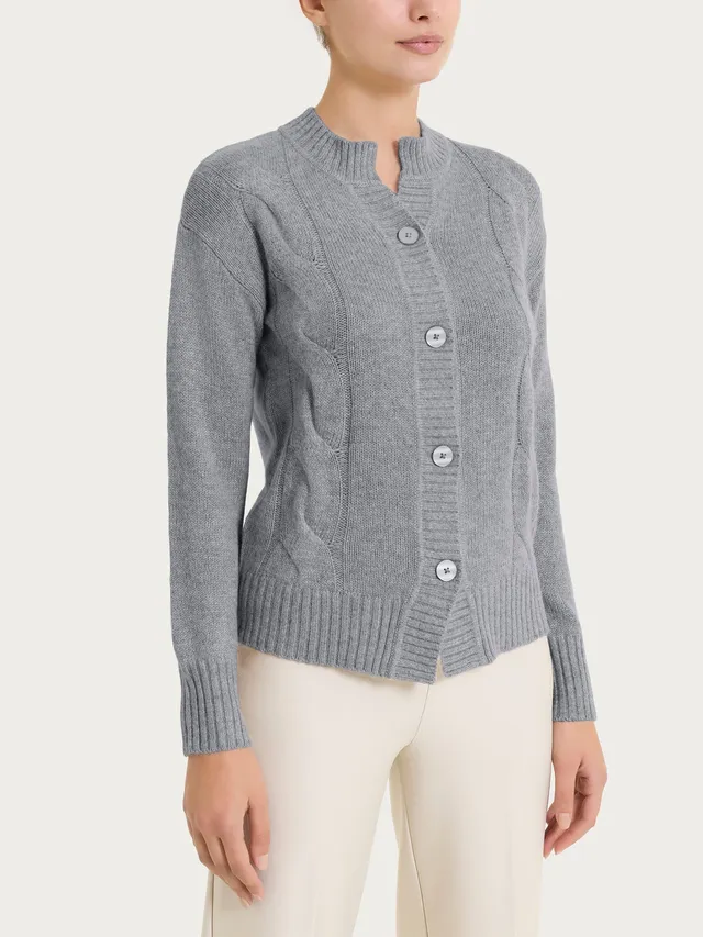 Ragno Natural Soft Cardigan Corto Trecce Donna Ferro Mel.