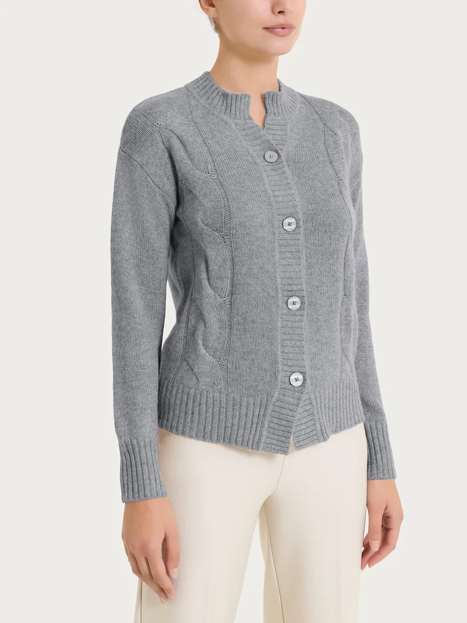 Ragno Natural Soft Cardigan Corto Trecce Donna Ferro Mel.