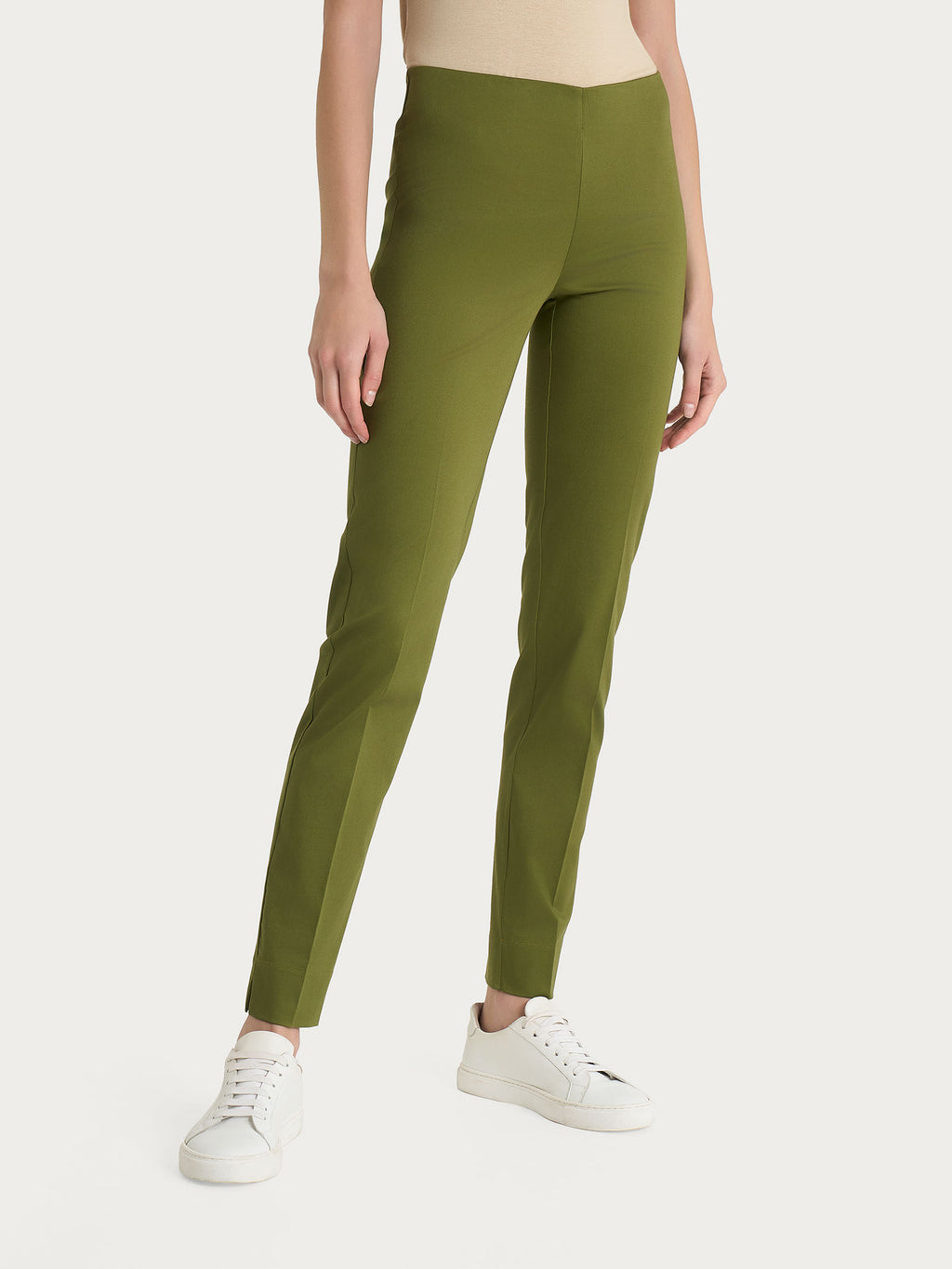 Ragno Satin Power pantaloni sigaretta donna Sphagnum con spacco