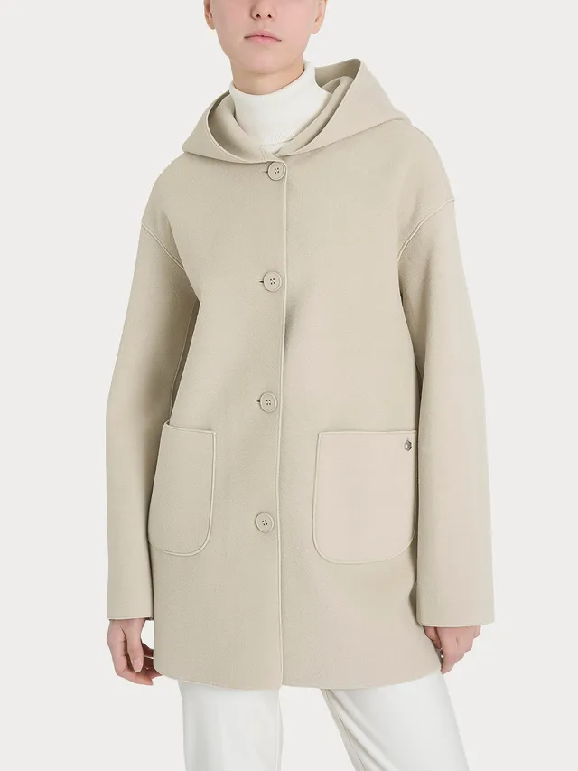 Ragno Vegan Wool giaccone cappuccio Champignon Mel.