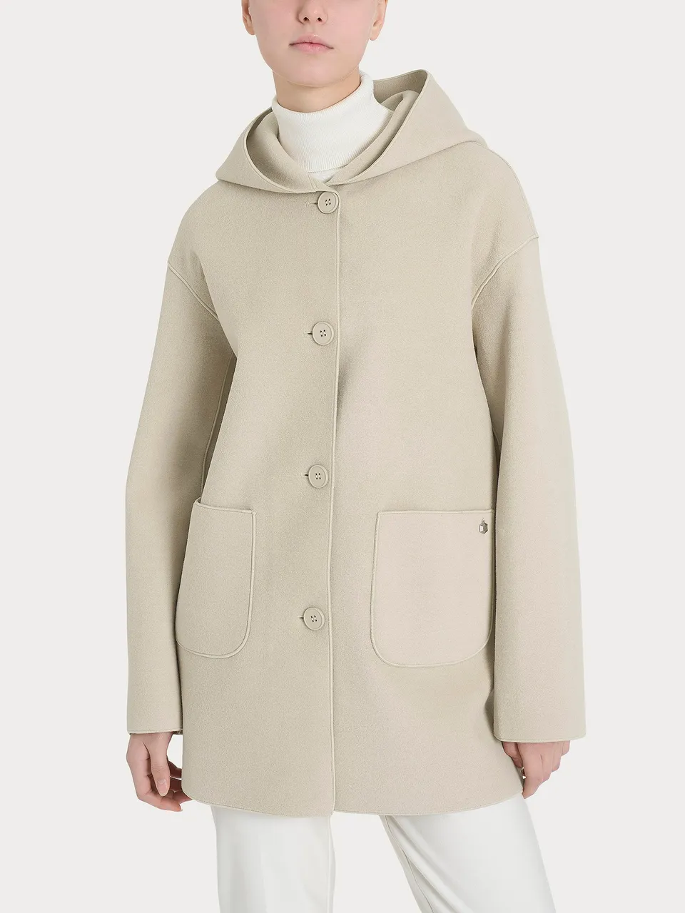 Ragno Vegan Wool giaccone cappuccio Champignon Mel.
