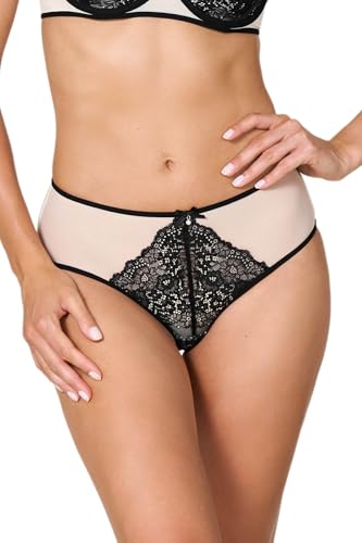 Goldenpoint Liquorice Slip Fianco Alto Mesh Pizzo