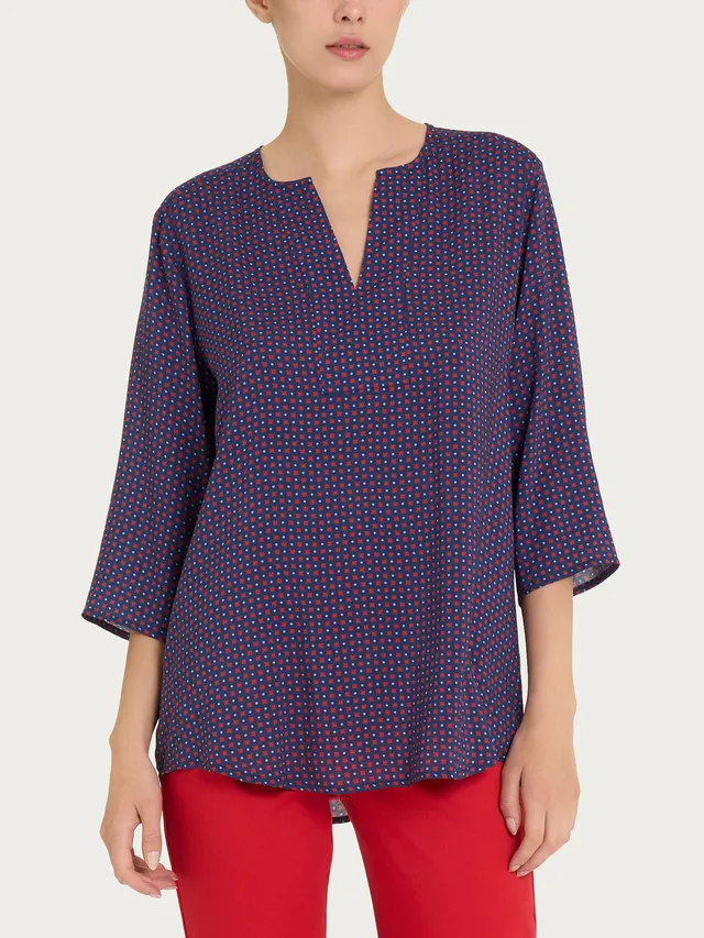 Ragno Ecoseta Blusa Scollo V viscosa Fantasia Salsa