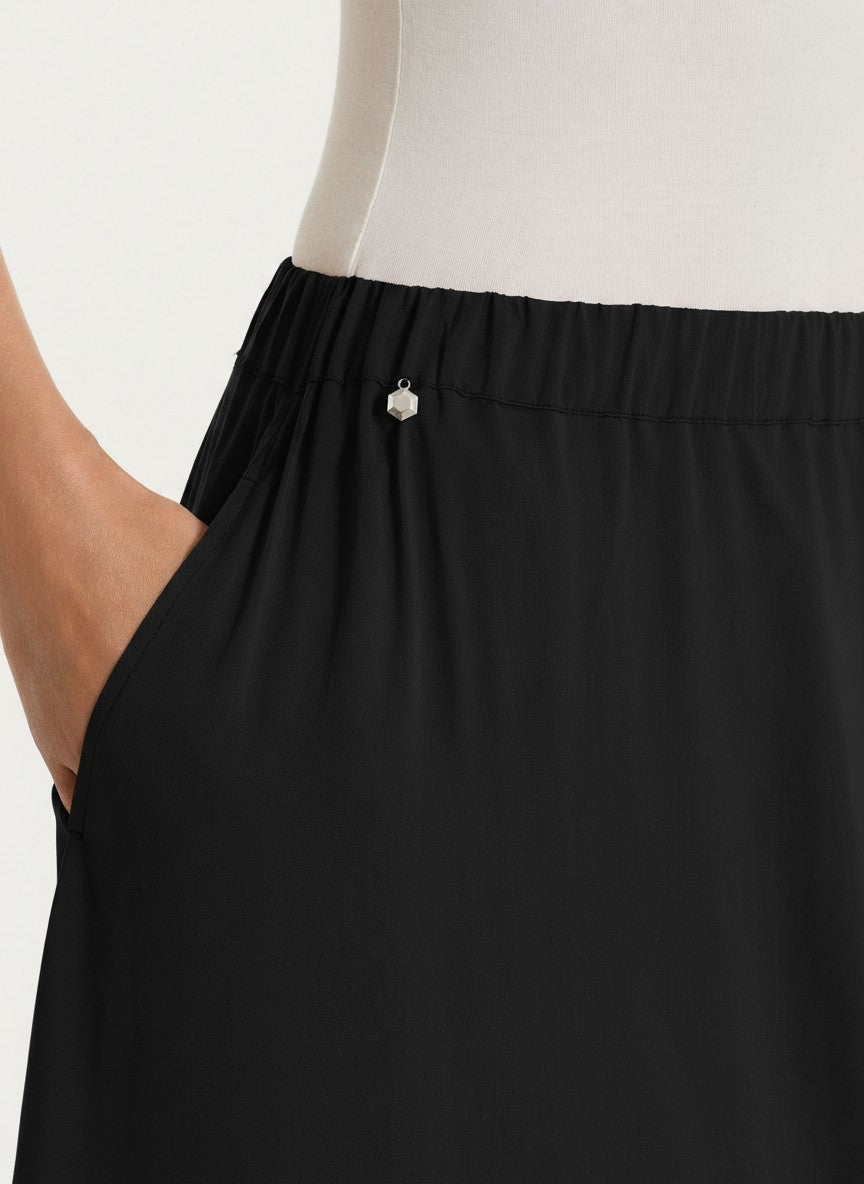 Ragno Gonna Lunga a Balze Voile Stretch Nera