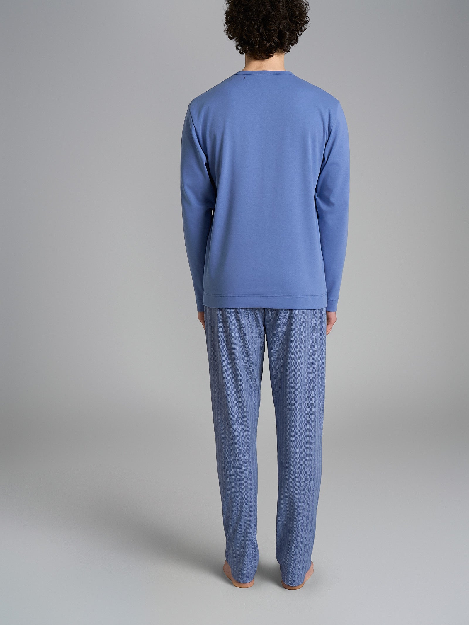 Ragno Sport Pigiama Girocollo Cotone Azzurro Spigato