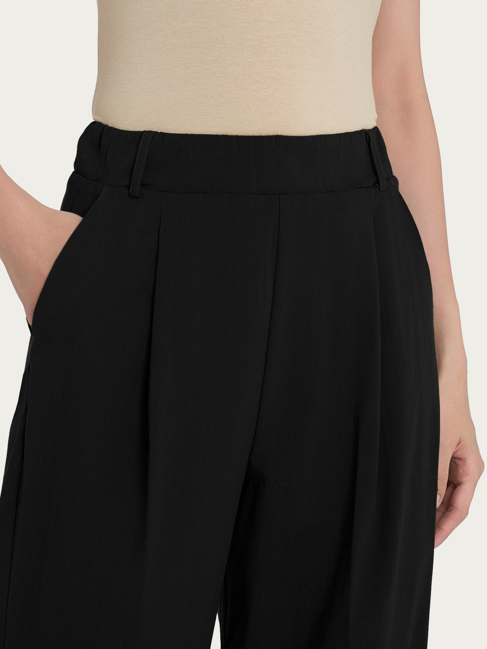 Ragno Super Natural pantalone ampio nero wide leg