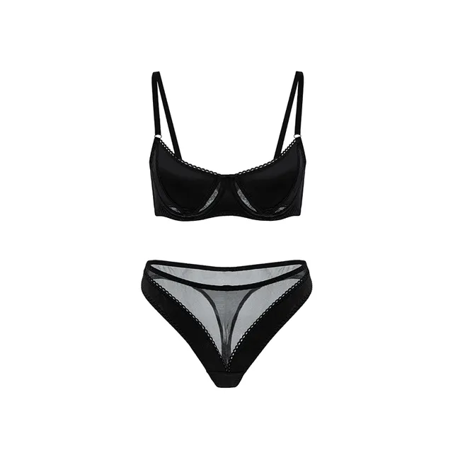 Maria Grazia Severi completo intimo ferretto nero satin rete