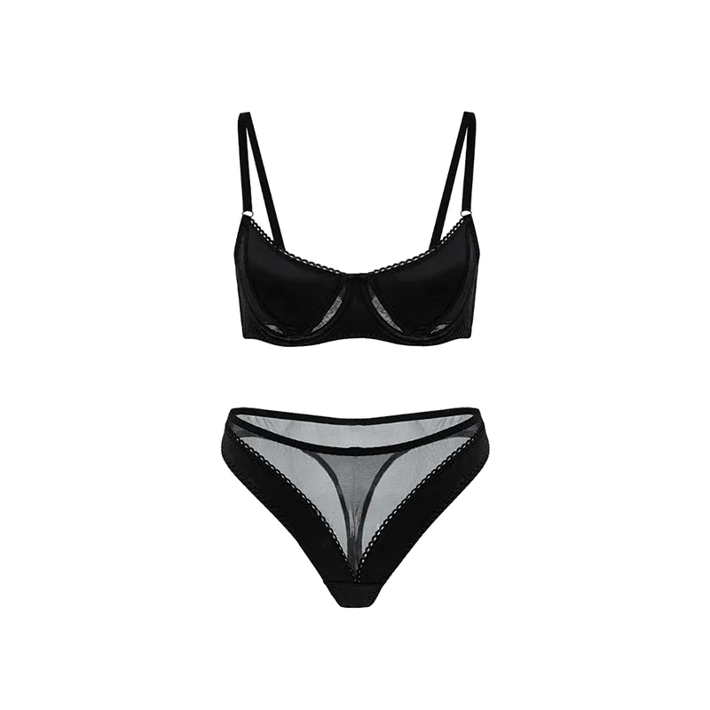 Maria Grazia Severi completo intimo ferretto nero satin rete
