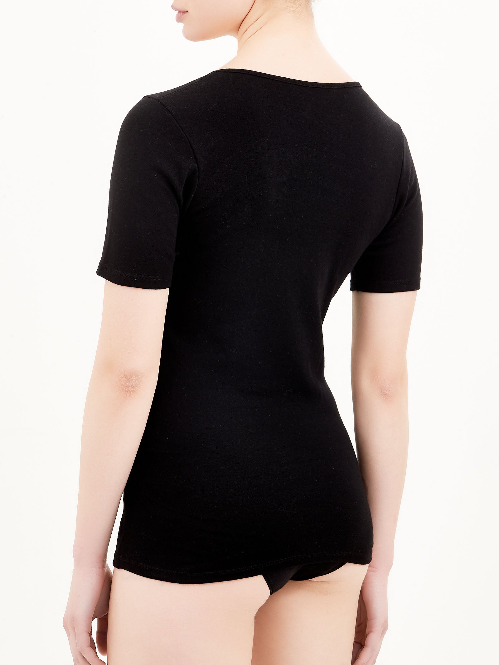 Ragno Caldo Cotone Maglietta Nero scollo a V