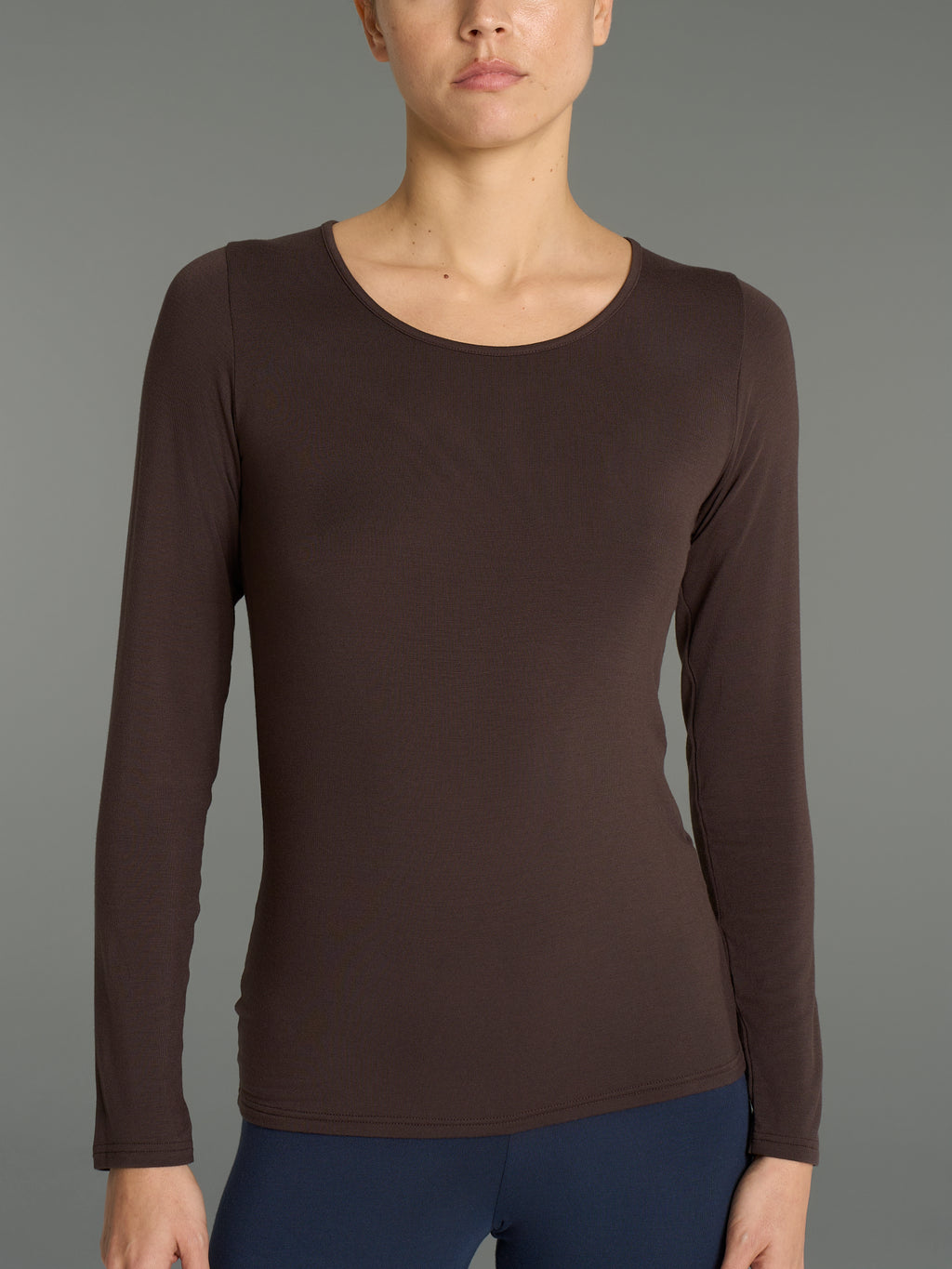 Ragno Eco Viscose maglia girocollo manica lunga cioccolato viscosa calda