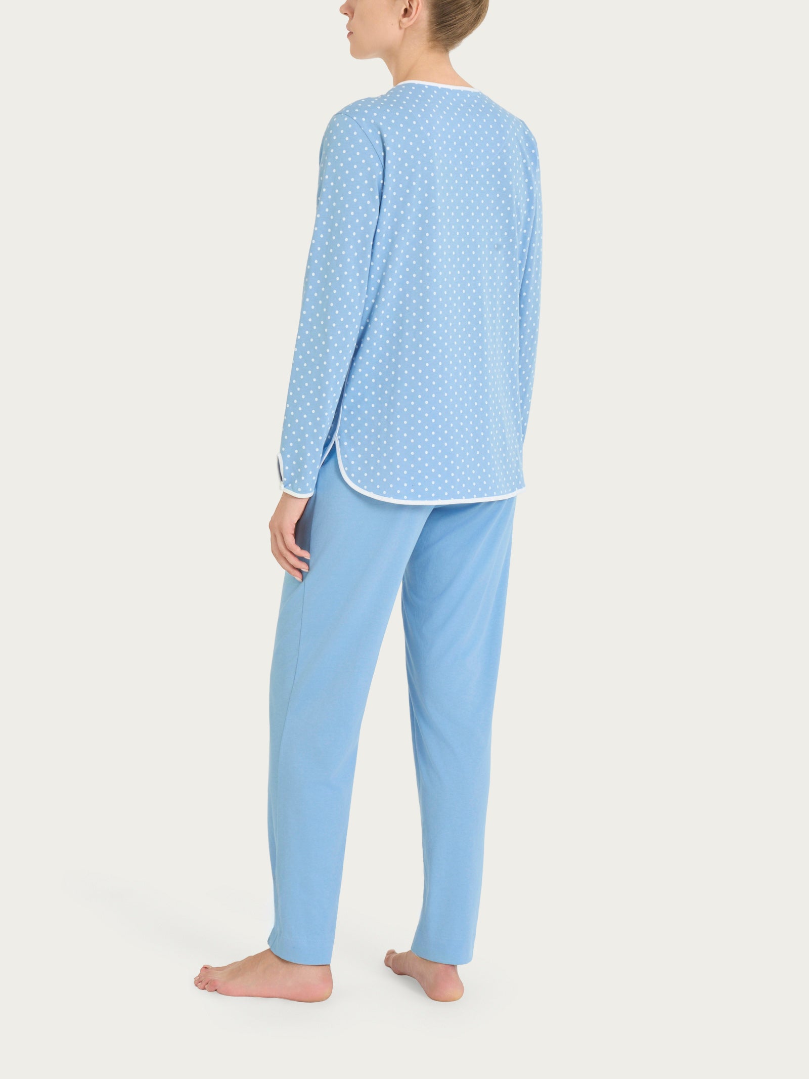Ragno Jersey Cotone pigiama pois goccia azzurro Della Robbia